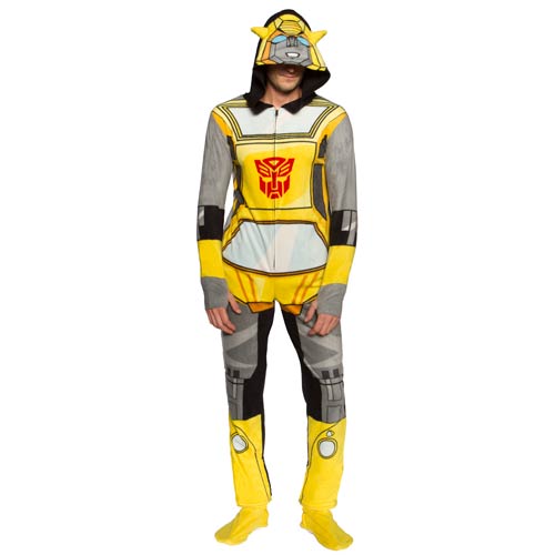 Transformers Bumblebee Hooded Unisex Onesie with Thumb Holes and Removable Feet